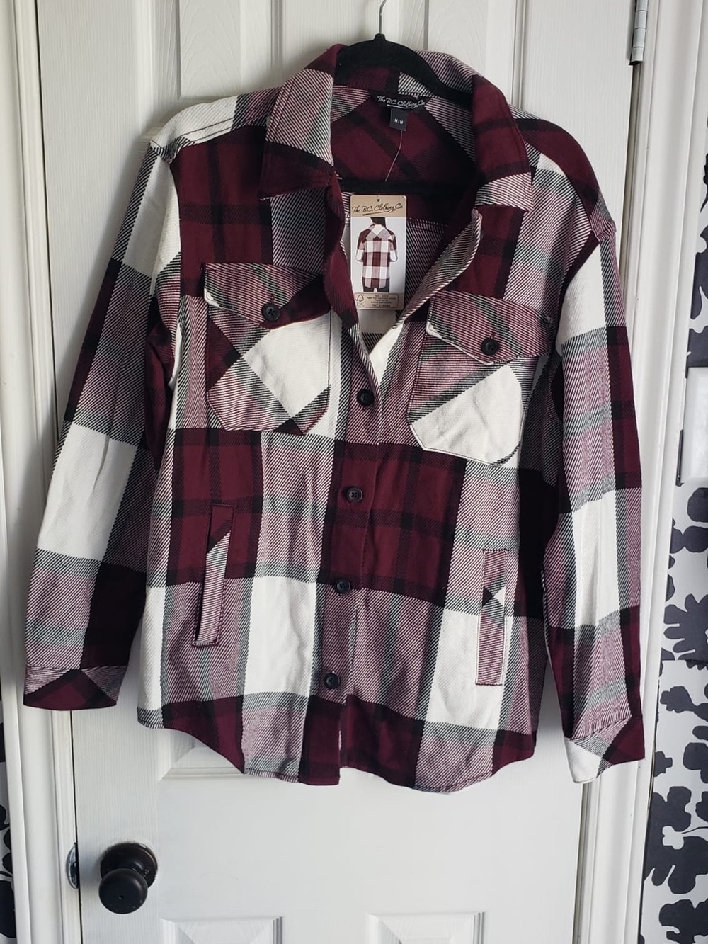 Women's Plaid Button-Down Shirt Jacket Shacket comfy fall cozy